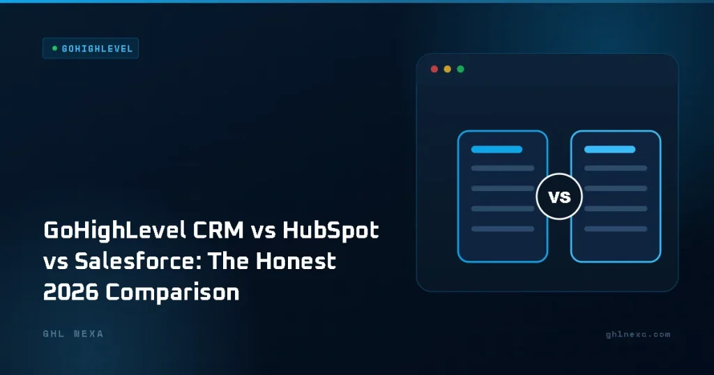 GoHighLevel CRM vs HubSpot vs Salesforce: The Honest 2026 Comparison – GoHighLevel illustration by GHL Nexa