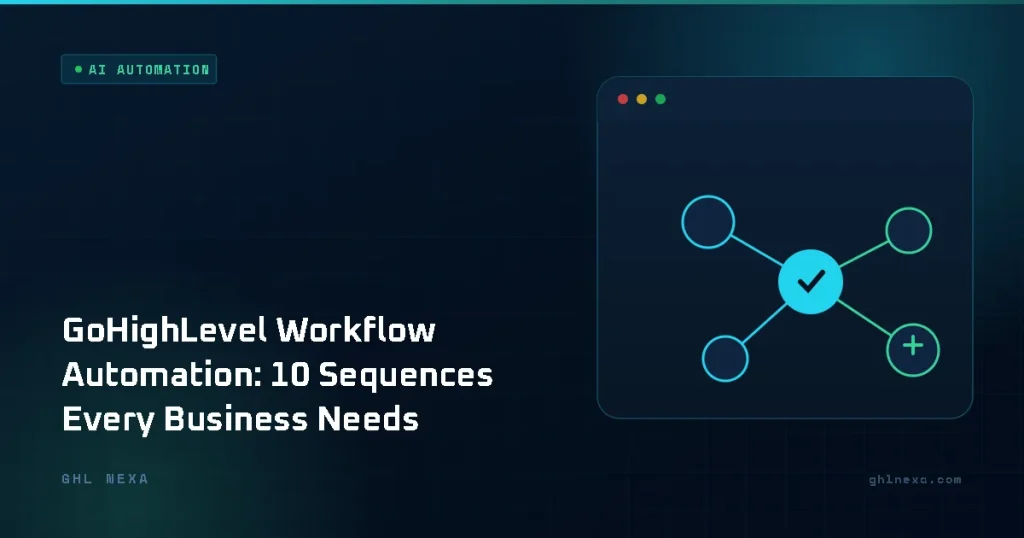 GoHighLevel Workflow Automation: 10 Sequences Every Business Needs – AI Automation illustration by GHL Nexa