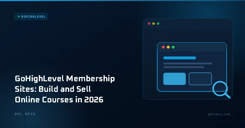 GoHighLevel Membership Sites: Build and Sell Online Courses in 2026 – GoHighLevel illustration by GHL Nexa