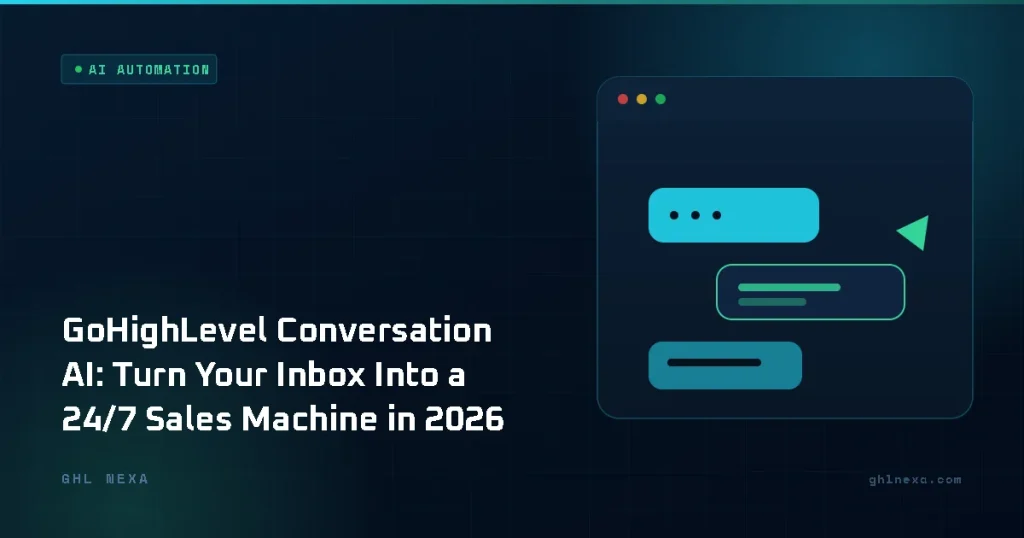 GoHighLevel Conversation AI: Turn Your Inbox Into a 24/7 Sales Machine in 2026 – AI Automation illustration by GHL Nexa