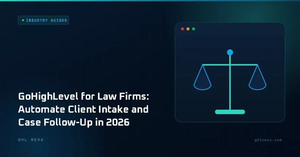 GoHighLevel for Law Firms: Automate Client Intake and Case Follow-Up in 2026 – Industry Guides illustration by GHL Nexa