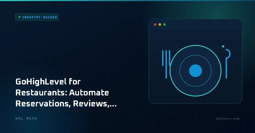 GoHighLevel for Restaurants: Automate Reservations, Reviews, and Repeat Customers in 2026 – Industry Guides illustration by GHL Nexa