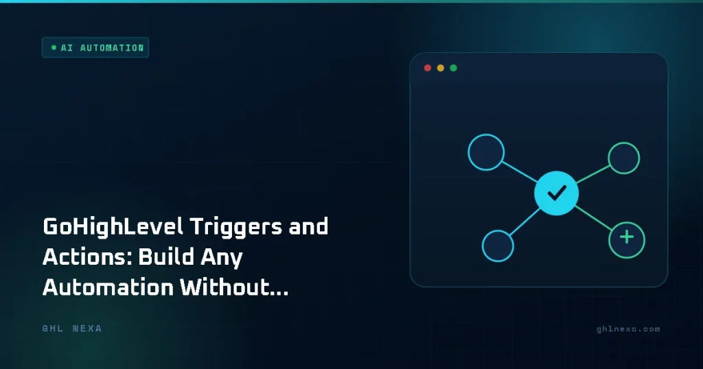 GoHighLevel Triggers and Actions: Build Any Automation Without Writing Code in 2026 – AI Automation illustration by GHL Nexa