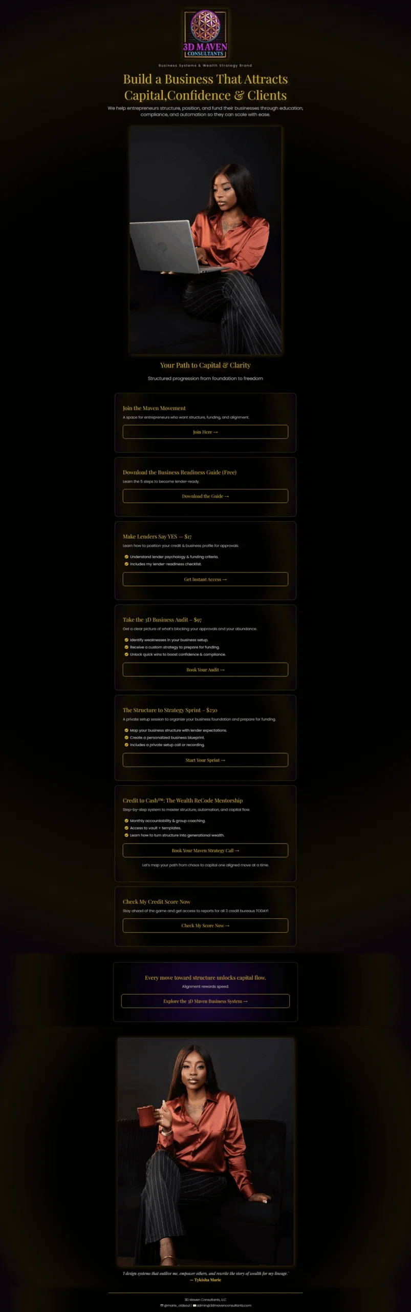 3D Maven Consultants – Business Strategy, Capital & Entrepreneur Growth Landing Page