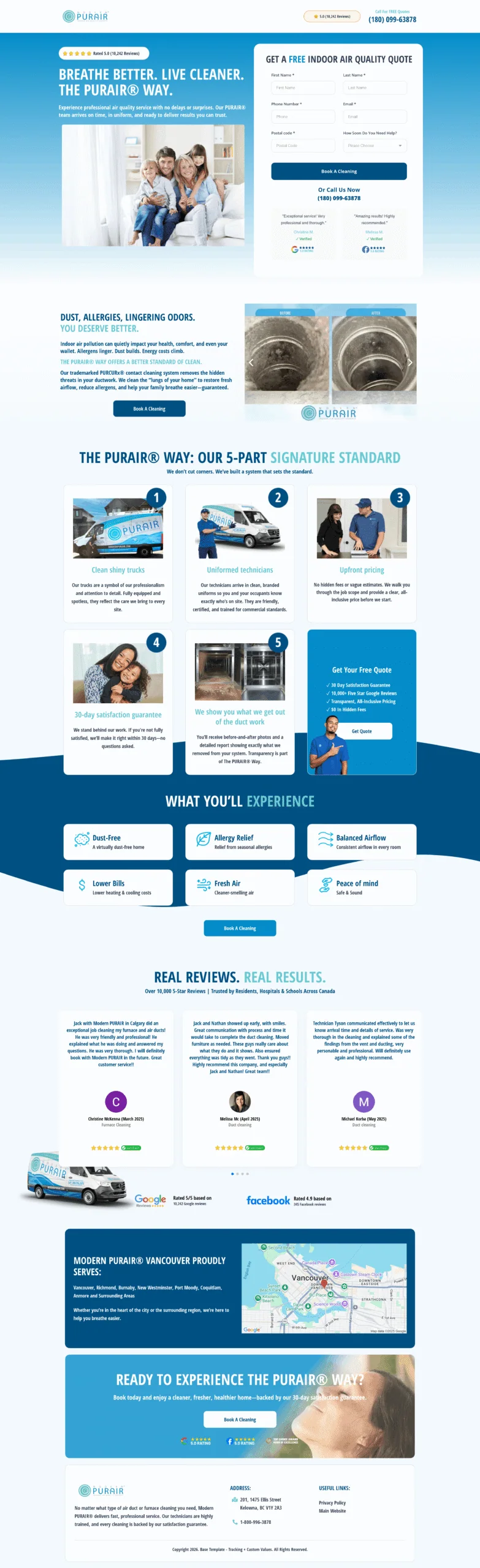 Purair® – Indoor Air Quality & Air Duct Cleaning Service Landing Page