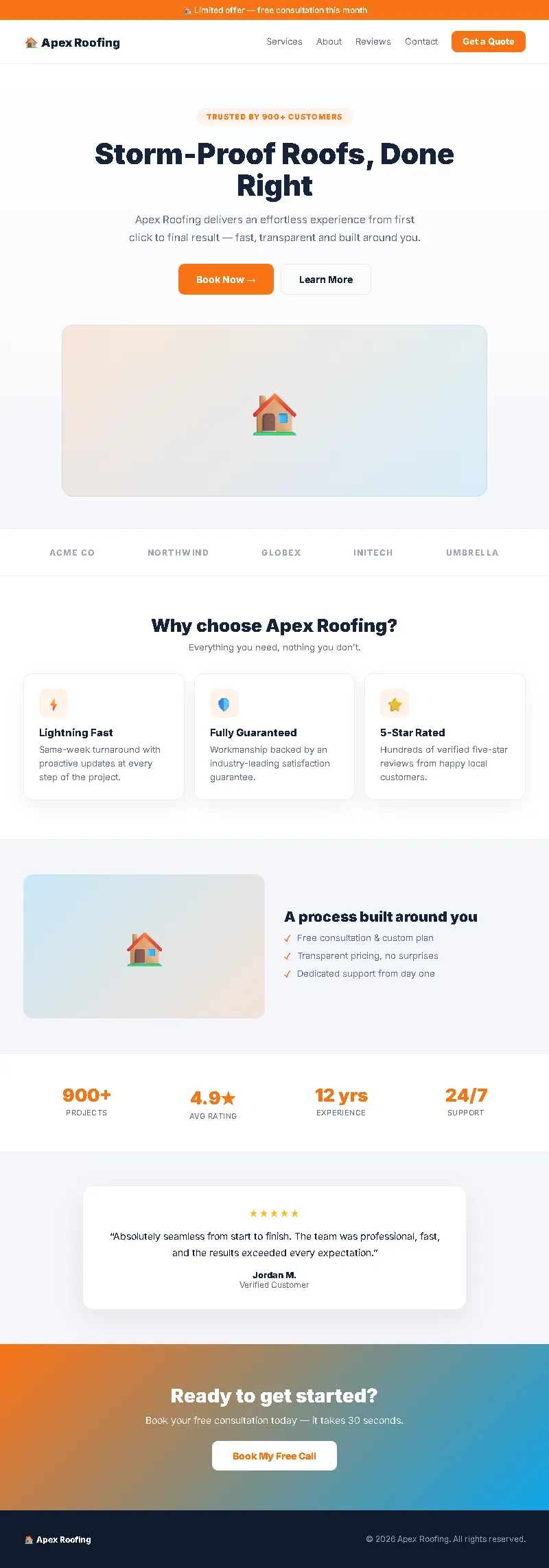 Apex Roofing — Lead-Gen Website full-page website screenshot by GHL Nexa