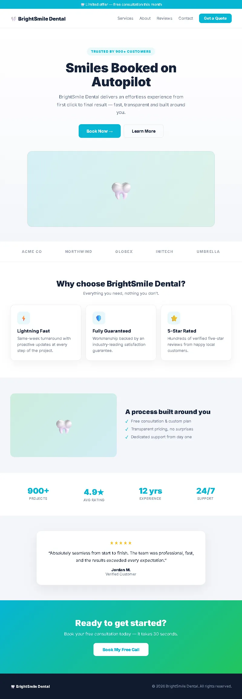 BrightSmile Dental — GHL Build-Out full-page website screenshot by GHL Nexa