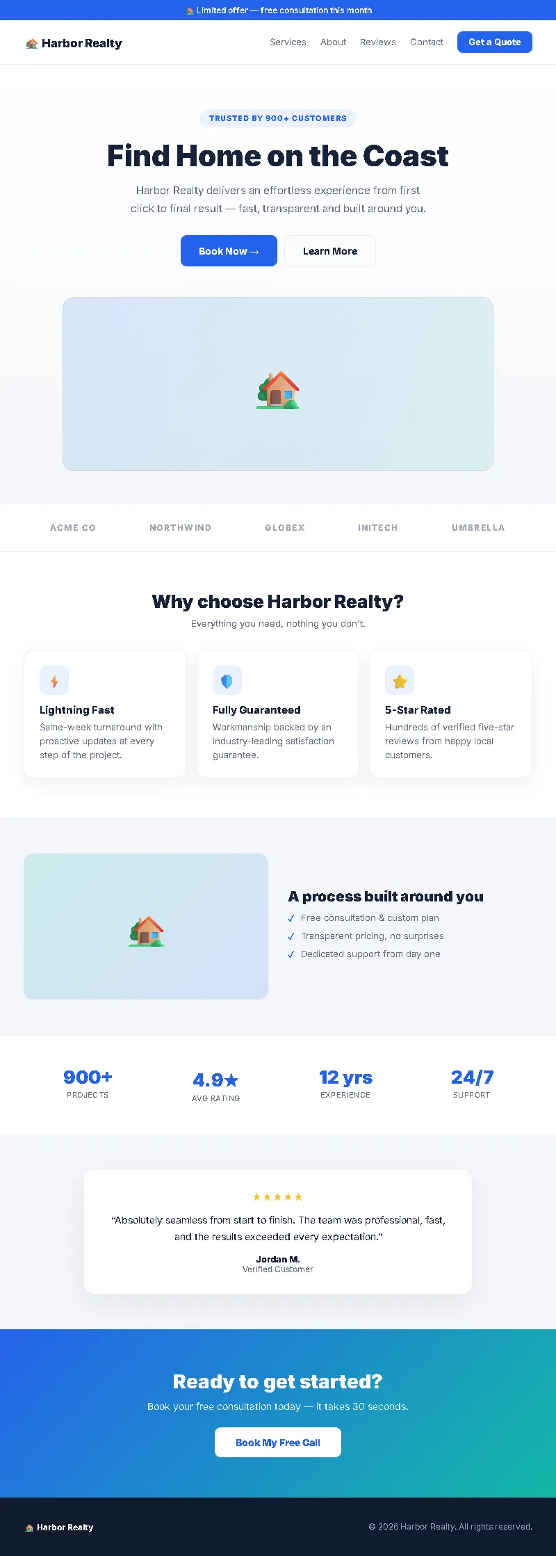 Harbor Realty CRM & Pipeline full-page website screenshot by GHL Nexa