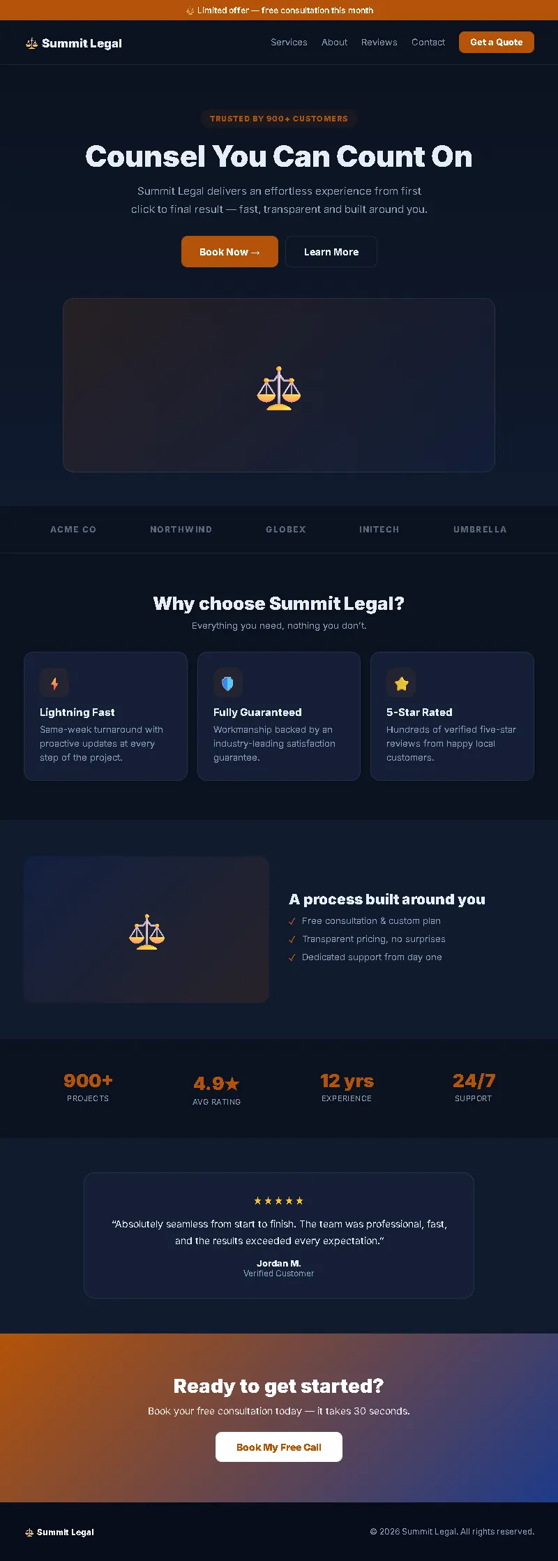 Summit Legal Business Website full-page website screenshot by GHL Nexa